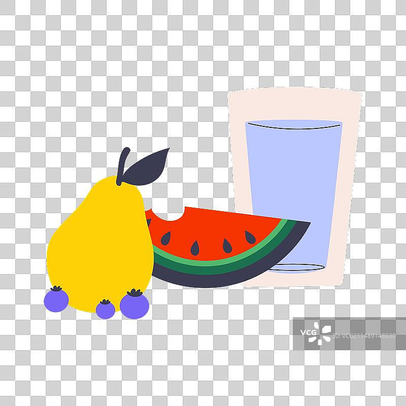 梨、西瓜和蓝莓图案图片素材