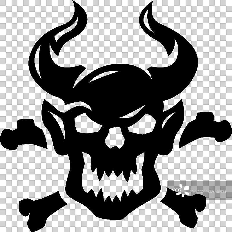 带角和交叉骨的恶魔头图片素材