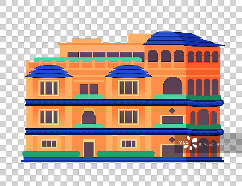 特拉维夫宝塔房屋-现代扁平设计图片素材