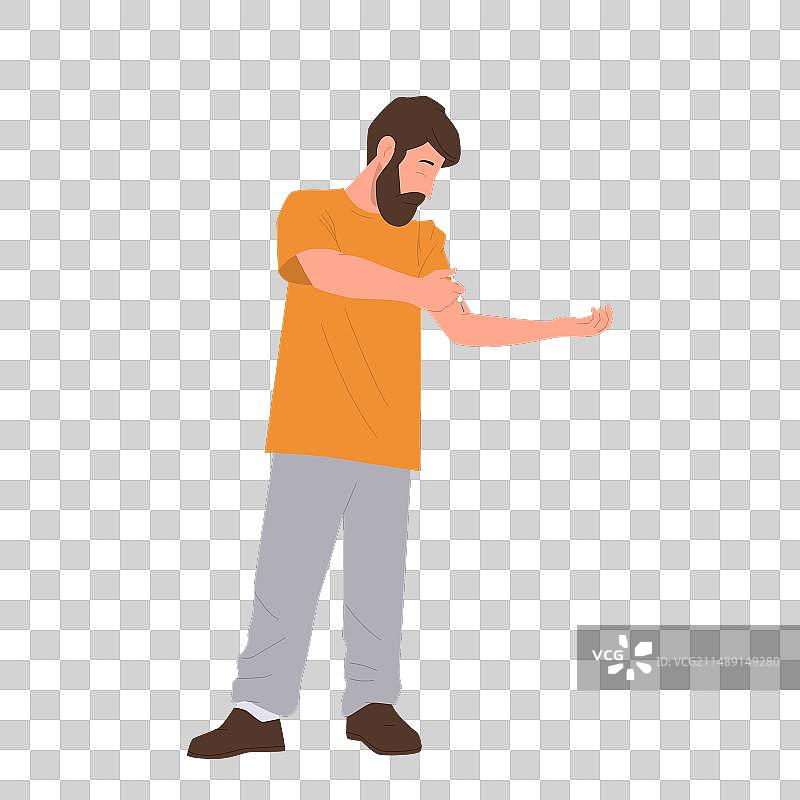 卡通形象的成年络腮胡男子正在注射图片素材