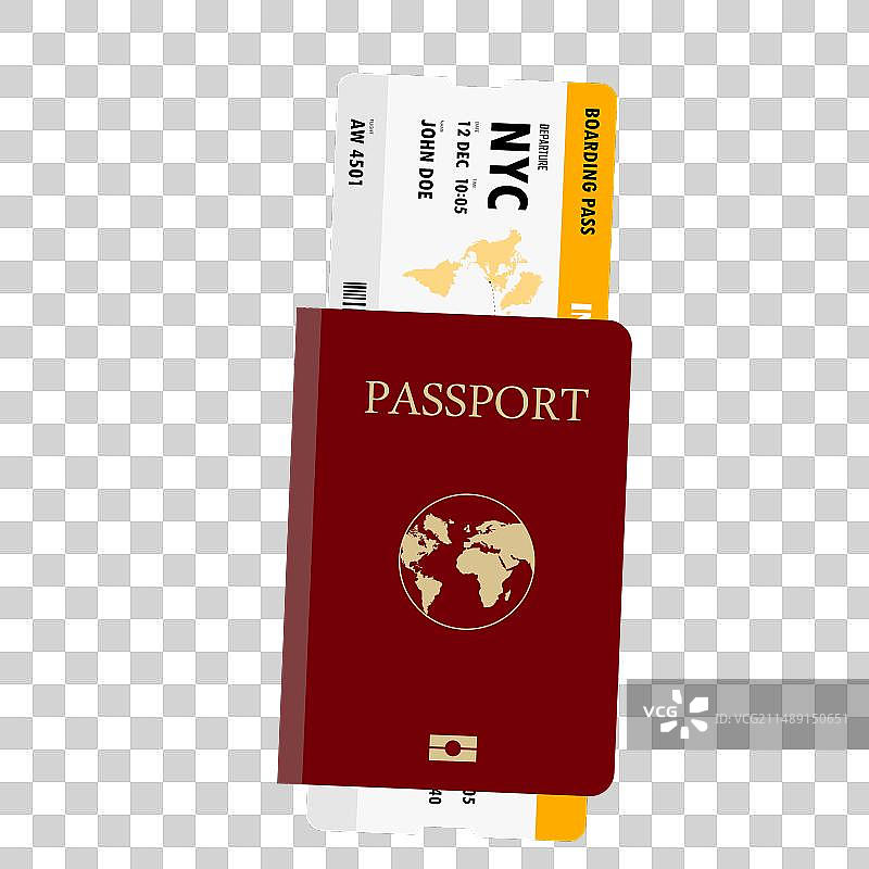 带机票的护照图片素材