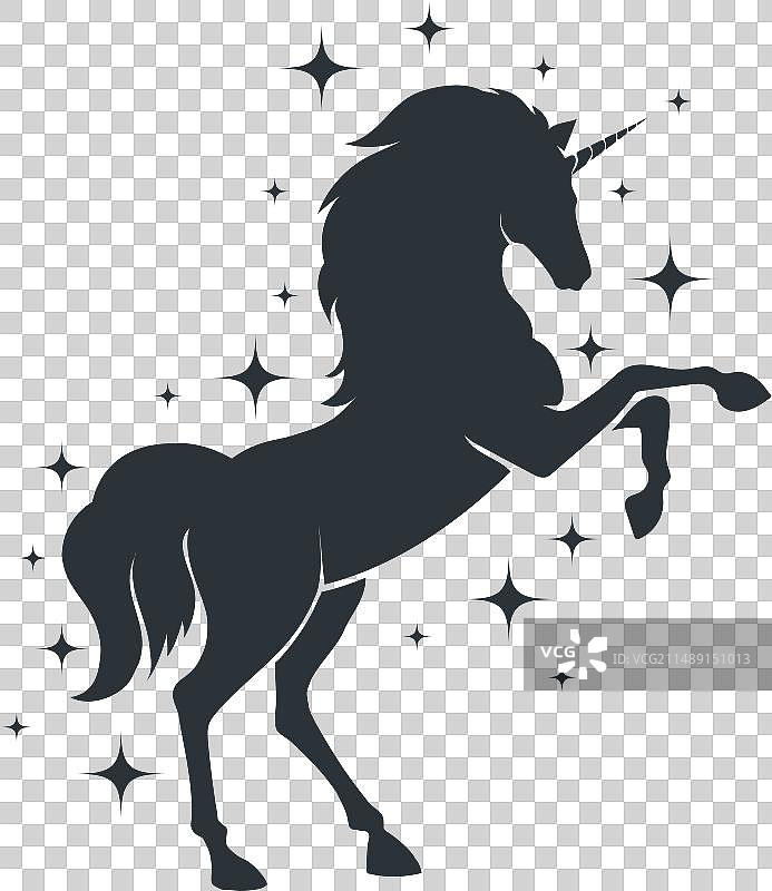 星星中的独角兽轮廓图片素材