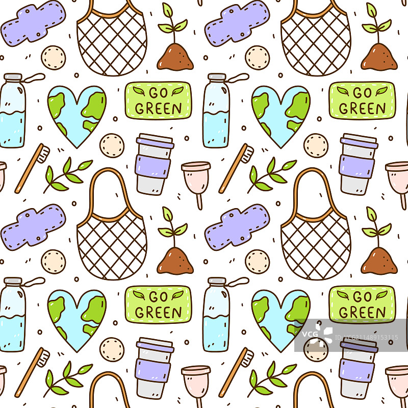 可爱的零浪费无缝图案图片素材