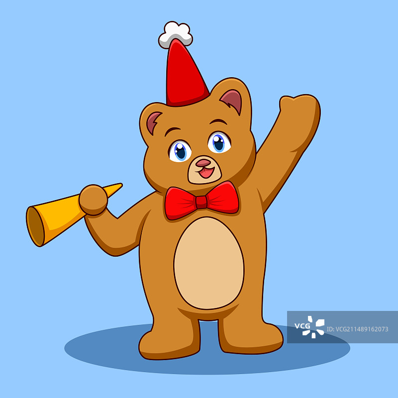 可爱的棕熊庆祝新年图片素材