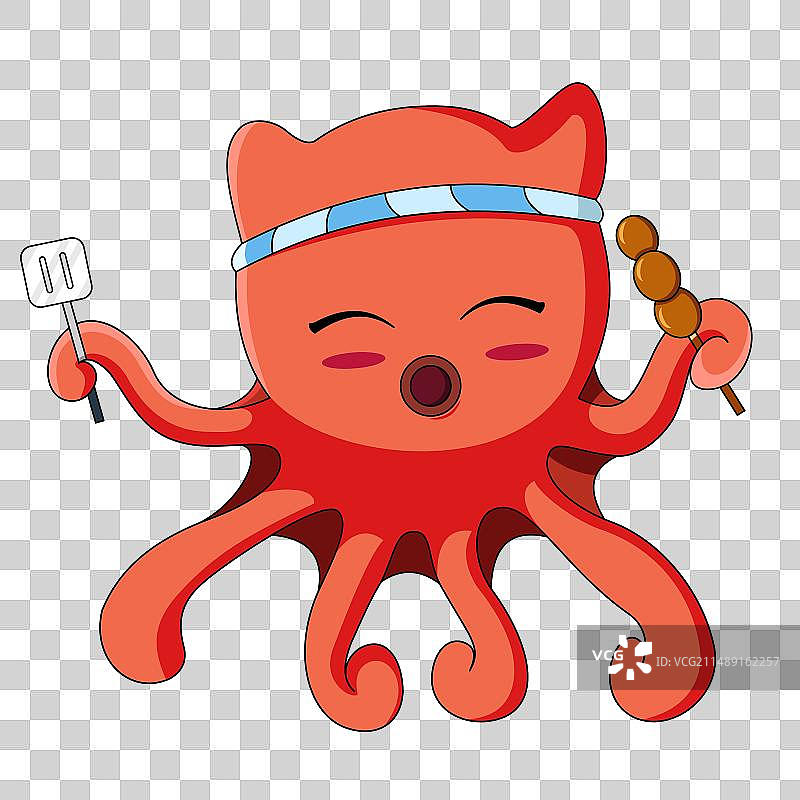 可爱章鱼拿着章鱼烧和铲子图片素材