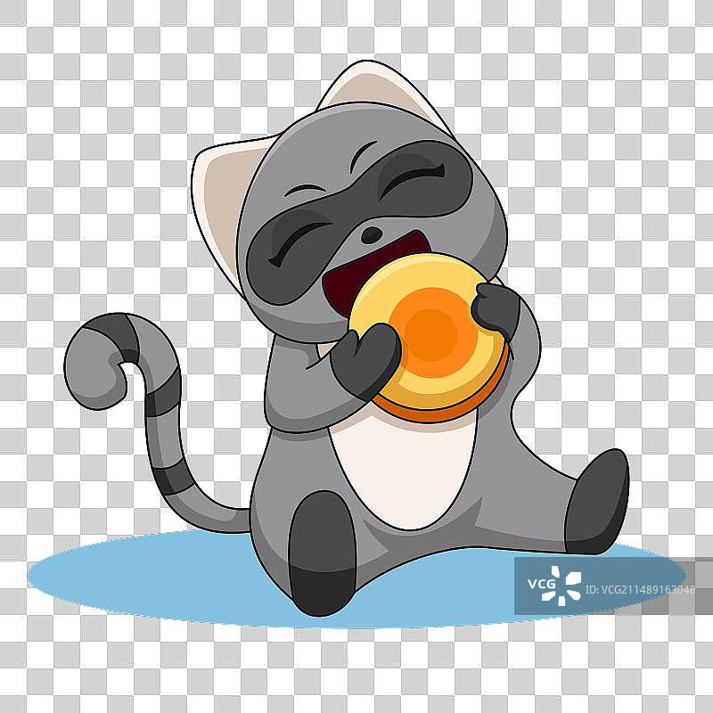 可爱的浣熊吃胡萝卜图片素材