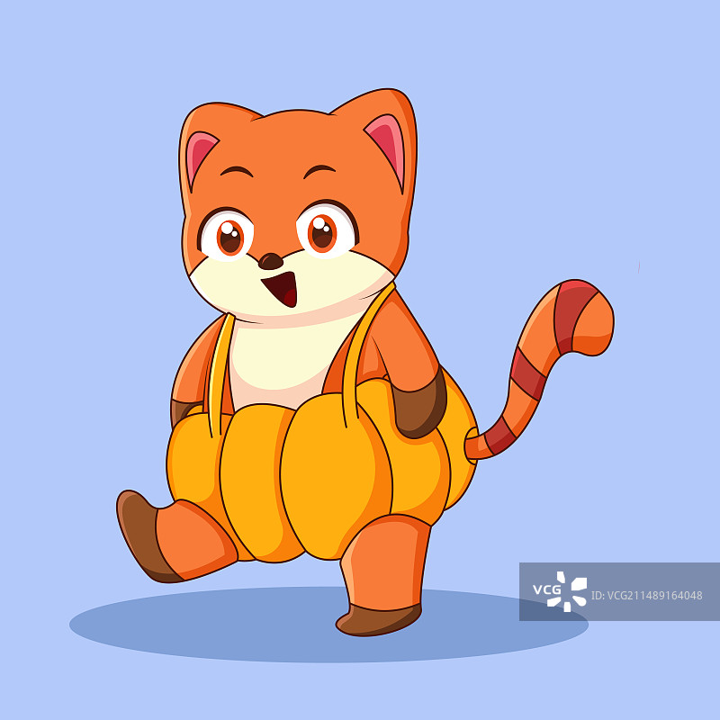 穿着南瓜服装的可爱小熊猫图片素材