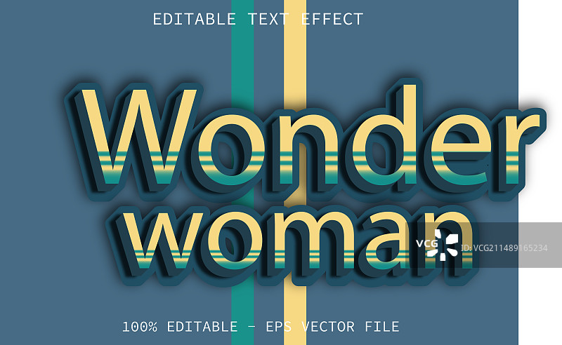 神奇女侠可编辑复古文本效果图片素材