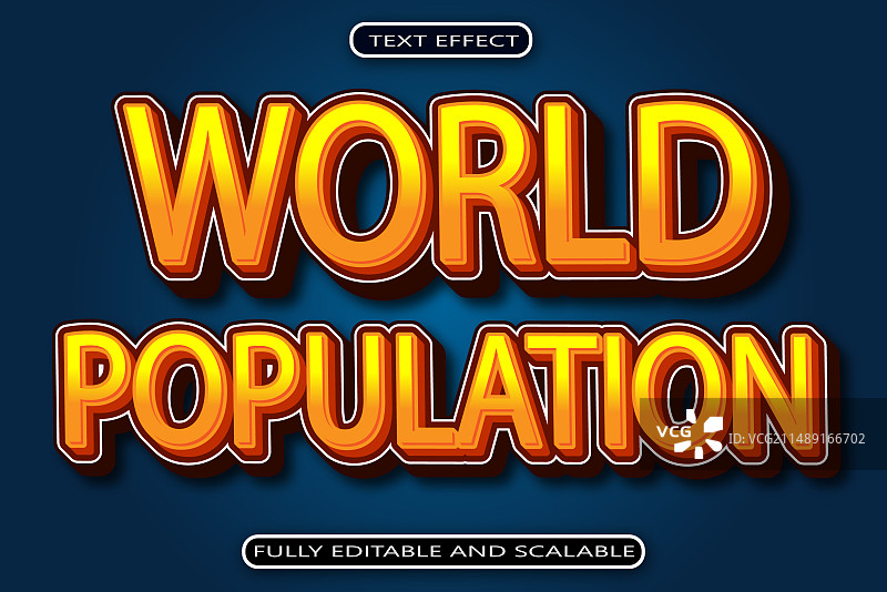 世界人口日可编辑文本效果3图片素材