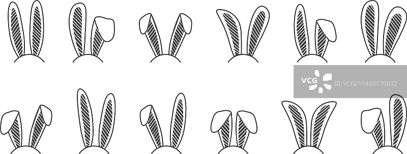 复活节兔子头带涂鸦兔子面具线条图片素材