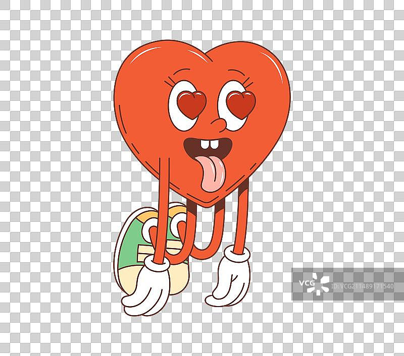 卡通复古时髦情人节爱心角色图片素材