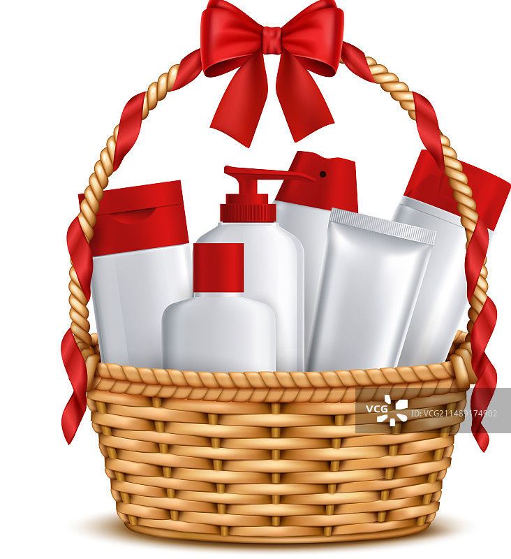 化妆品篮子礼品写实图片素材