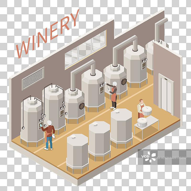 葡萄酒生产2.5D示意合成图片素材