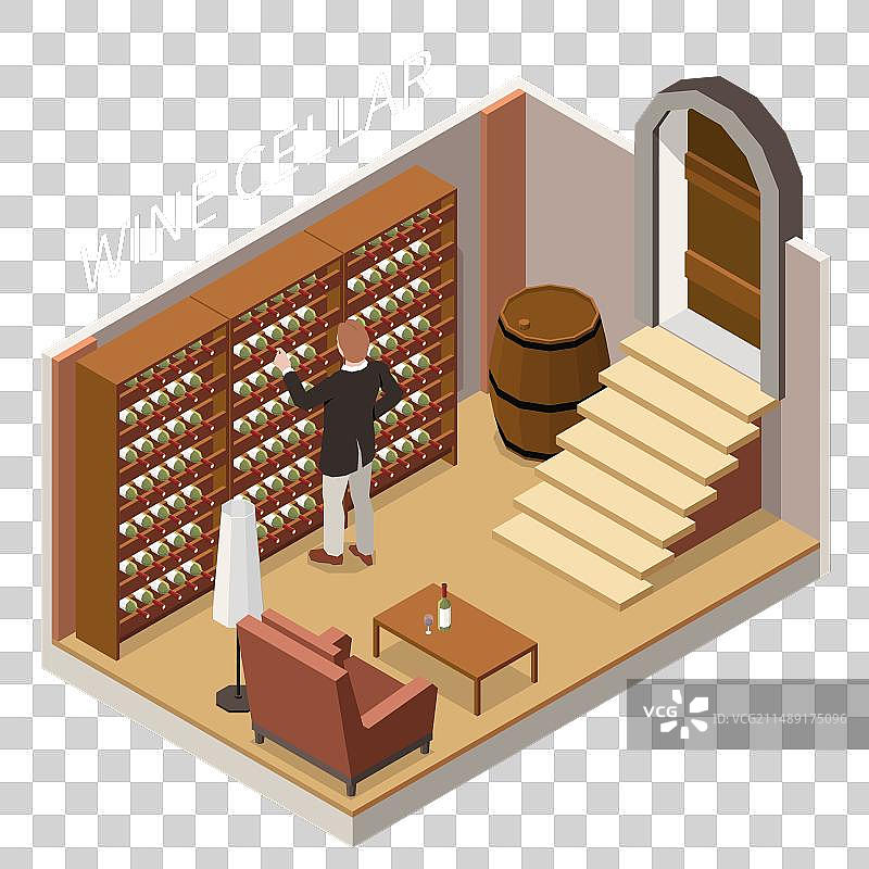 葡萄酒窖2.5D场景图片素材