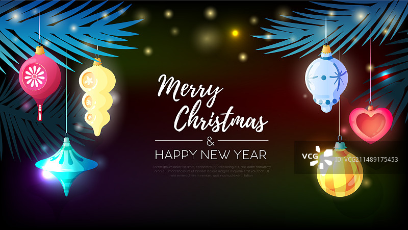 悬挂的圣诞球海报图片素材