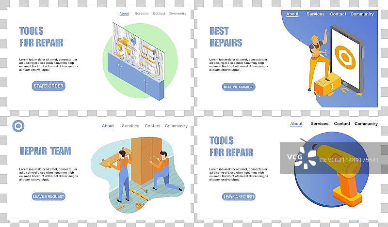 建筑工具概念图标集图片素材