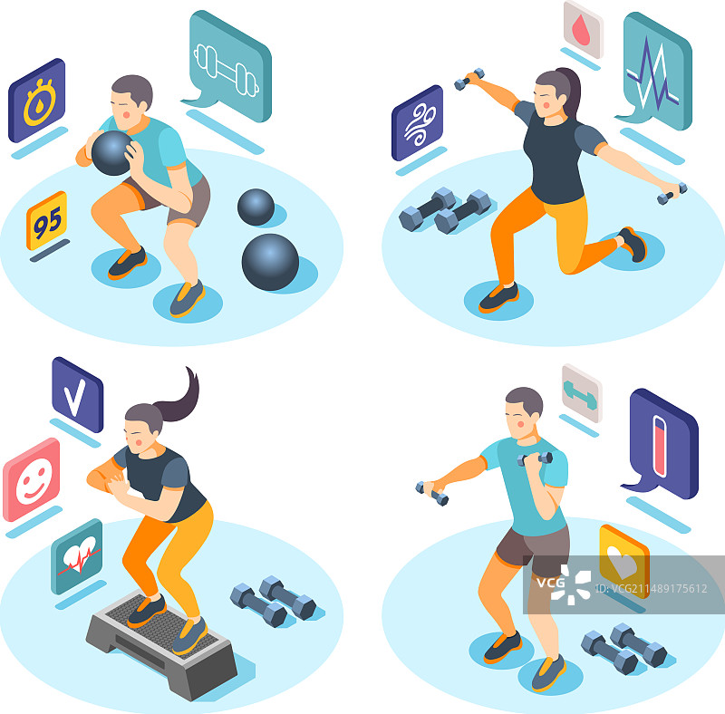 有氧运动2.5D概念图片素材