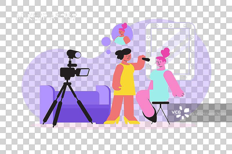 化妆师扁平化构图图片素材