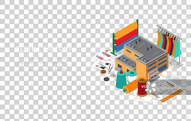 纺织工厂2.5D示意图图片素材