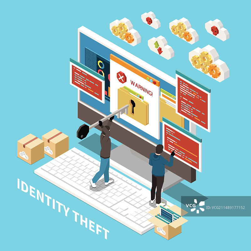 2.5D黑客网络犯罪合成图图片素材