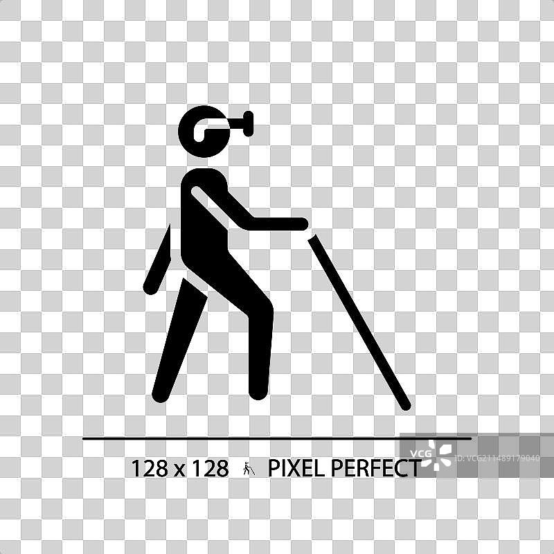 盲人与手杖黑色符号图标图片素材