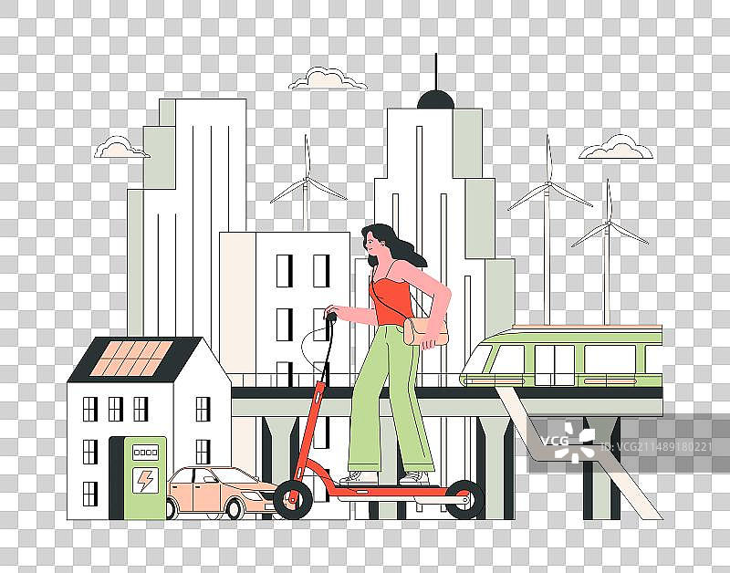 空气质量意识：可持续城市交通图片素材