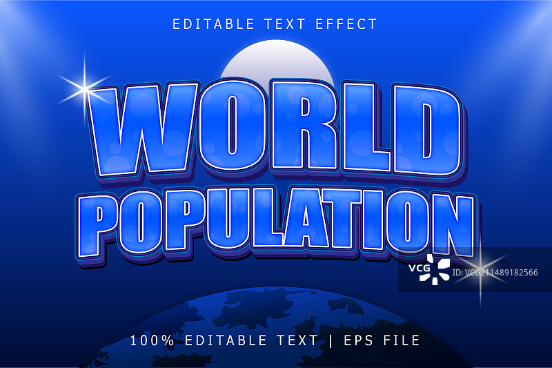 世界人口3D可编辑文本效果图片素材