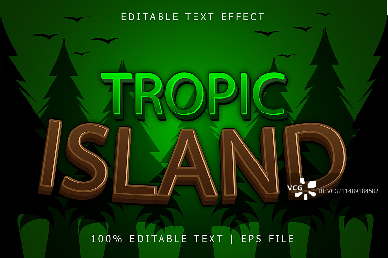 热带岛屿3D文字效果图片素材