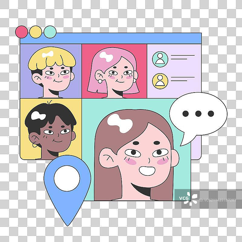 多元朋友群体在线聊天图片素材