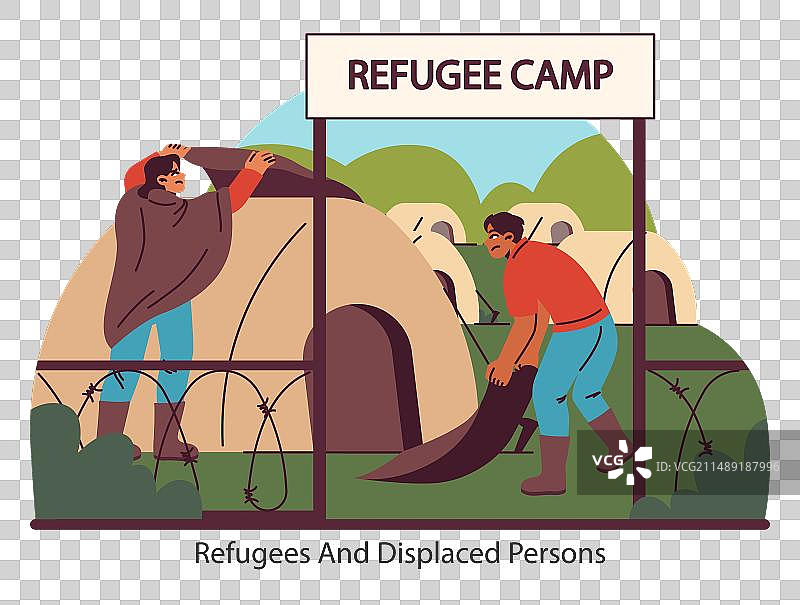 人道主义危机扁平风格场景图片素材