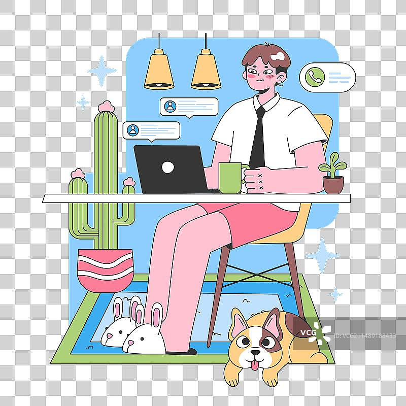 居家工作场景2.5D素材图片素材