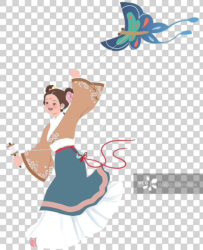 放风筝的汉服女孩图片素材