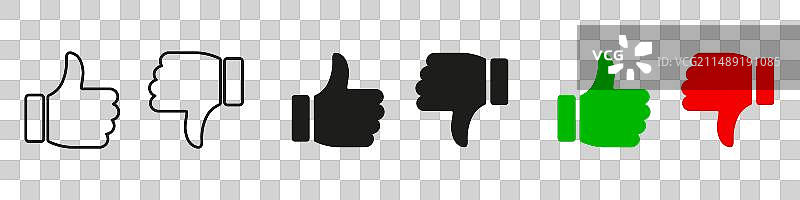 点赞和踩扁平图标图片素材