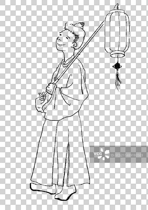 唐朝汉服人物灯笼图片素材