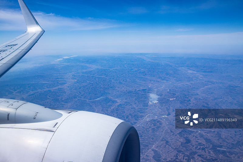 飞机上俯瞰长春大地风光图片素材