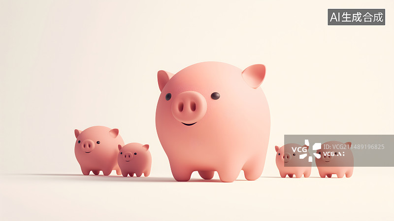 【AI数字艺术】3d卡通金融小猪存钱罐插画元素图片素材