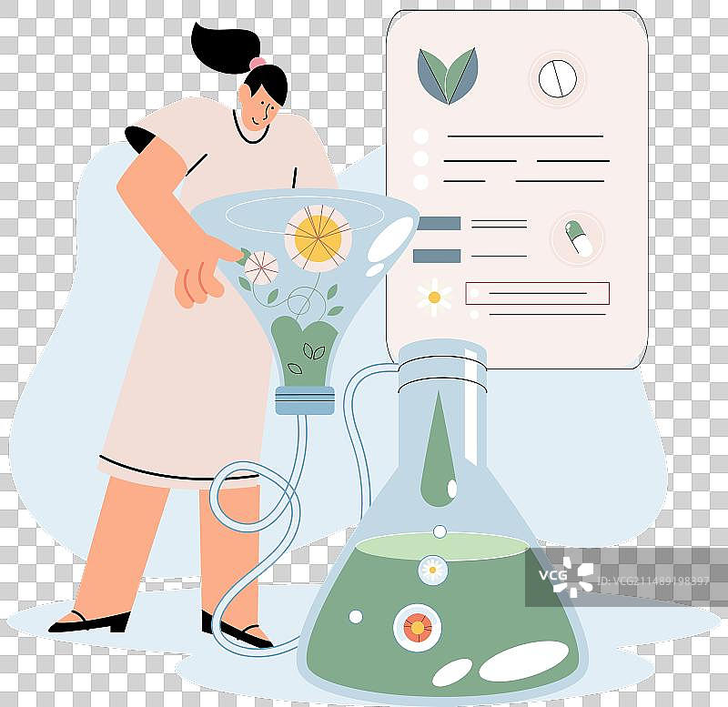 药剂师检查植物的天然药物图片素材