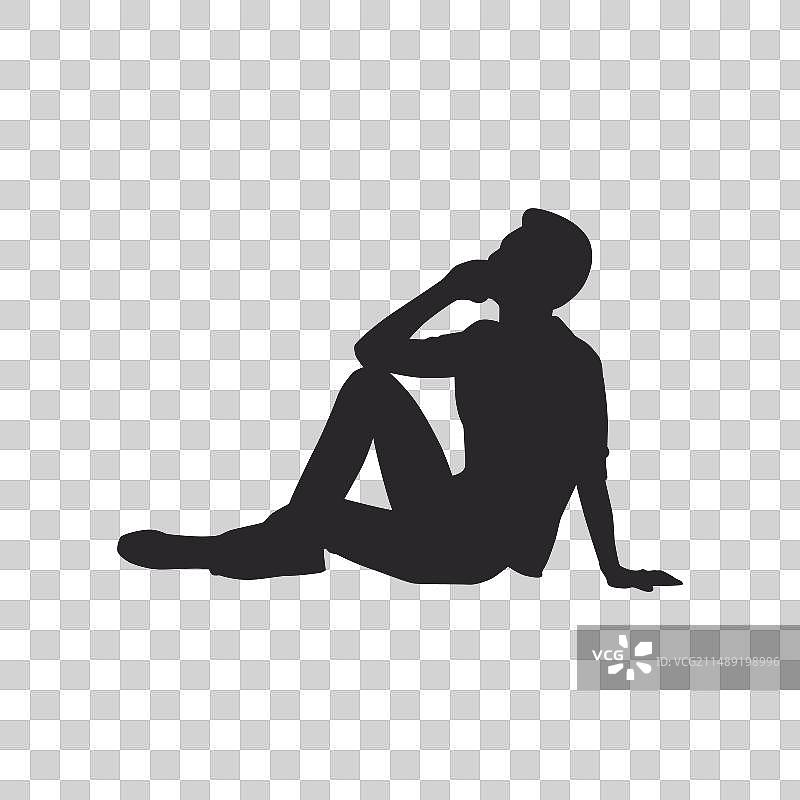 放松状态下沉思的人的轮廓图片素材