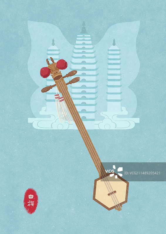 白族乐器龙头三弦图片素材