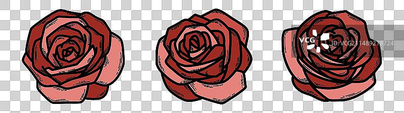 新中式描边复古玫瑰图片素材