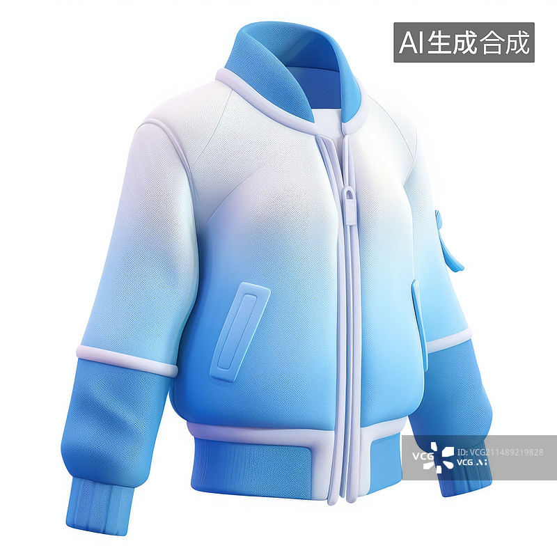 【AI数字艺术】3d蓝色外套卫衣素材白色背景图片素材