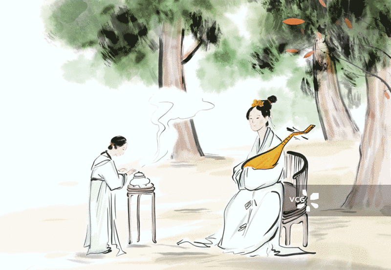 白居易琵琶谱唐朝服饰汉服诗人唐诗图画书古代人物画动画插图图片素材