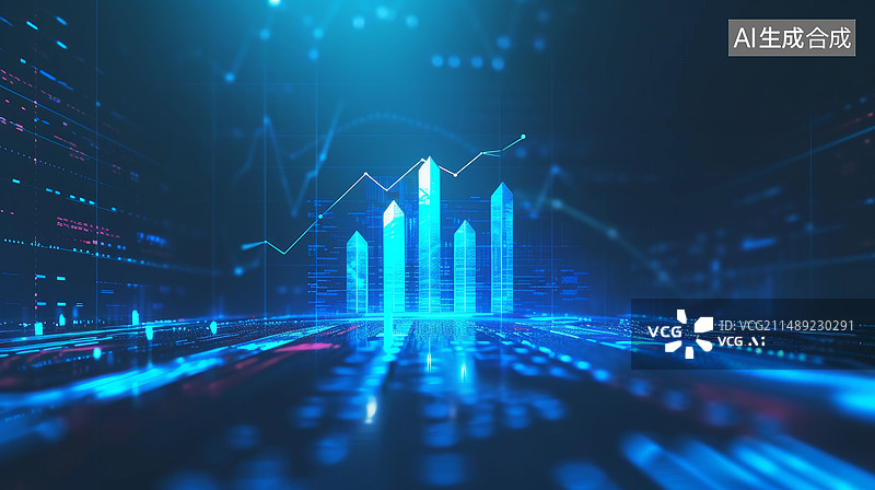【AI数字艺术】股票市场财务增长图图片素材