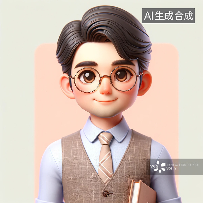 【AI数字艺术】可爱的虚拟卡通3D的教师劳动者形象图片素材