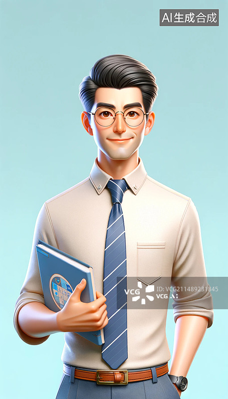 【AI数字艺术】可爱的虚拟卡通3D的教师劳动者形象图片素材