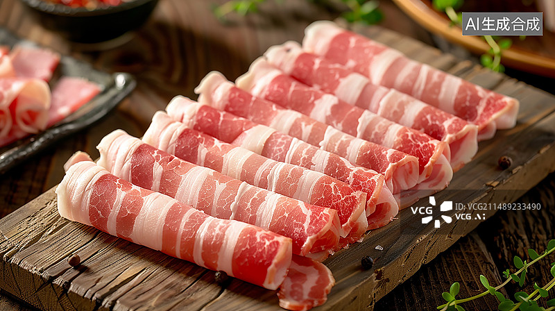 【AI数字艺术】AI摄影新鲜食材肉片肉卷图片素材