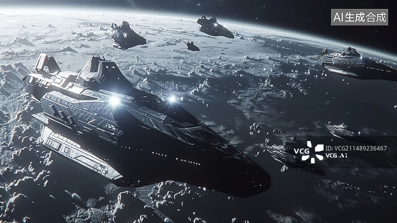 【AI数字艺术】星际飞船，太空母舰图片素材