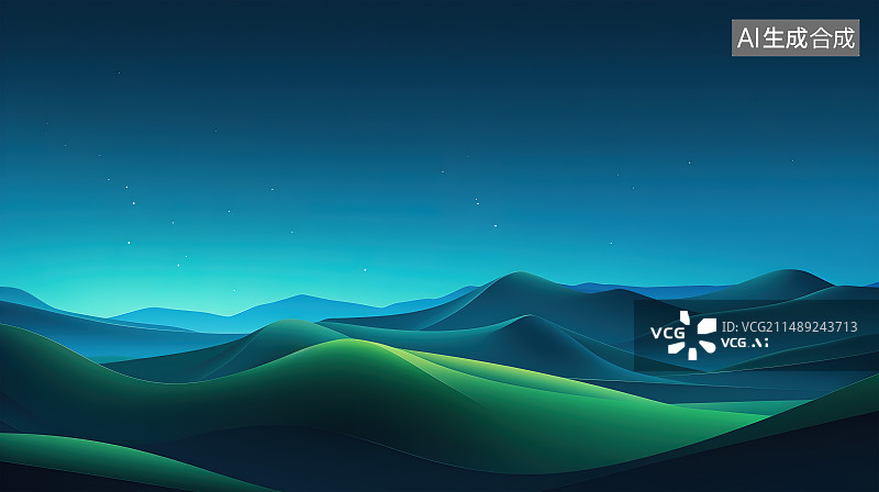 【AI数字艺术】春天 群山 插画背景图片素材