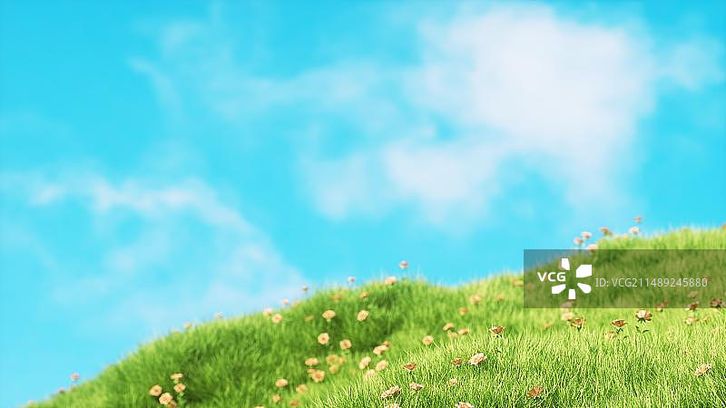 唯美绿色小清新春游旅游春天C4D春天场景图片素材