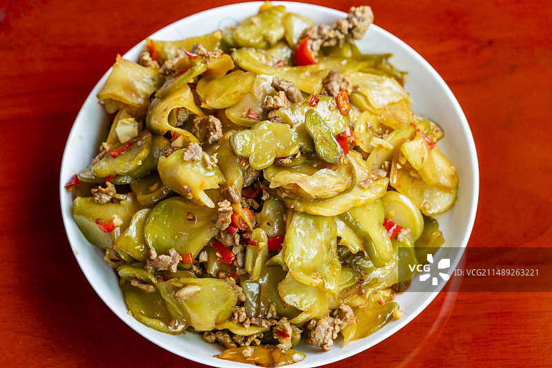 美食之榨菜炒肉图片素材